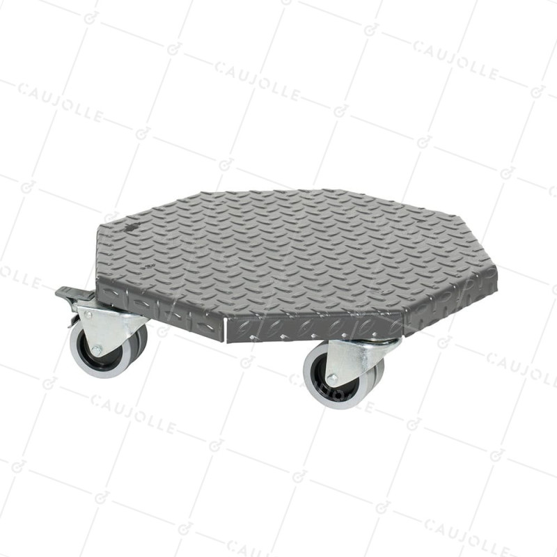 PIATTO IN ACCIAIO CON VERNICIATURA GRIGIA ULTRA ROBUSTA PER VASI ROTONDI DI 45 CM DI DIAMETRO CARICO 300 KG - STRONG OCTO 45