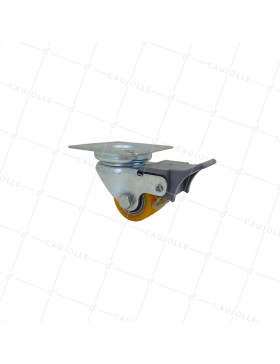 Ruota MINI EXTRA-BASSA A FRENO FORTE CARICO DIAMETRO 35 MM ALTEZZA 53 MM CARICO 100 KG - EXTRA SURB 35 PAF • Caujolle