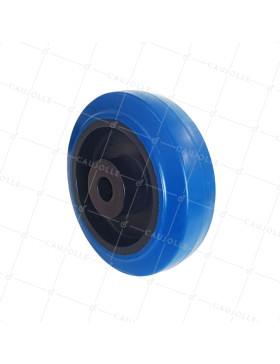 Ruota INDUSTRIALE NON MACCHIANTE IN GOMMA SOFFICE BLU DIAMETRO 160MM CARICO 300KG ASSE LISCIO DI 20 MM - GAL BLU 160 L20 • Caujolle