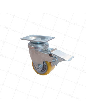 Ruota PIVOTANTE A FRENO IN POLIURETANO RIM ALUMINIO DIAMETRO 50 MM CARICO 180KG - S74AR 50 AF • Caujolle