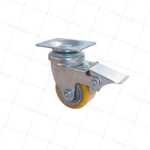 Ruota PIVOTANTE A FRENO IN POLIURETANO RIM ALUMINIO DIAMETRO 50 MM CARICO 180KG - S74AR 50 AF • Caujolle