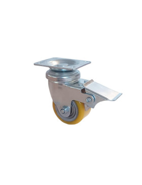 Ruota PIVOTANTE A FRENO IN POLIURETANO RIM ALUMINIO DIAMETRO 50 MM CARICO 180KG - S74AR 50 AF