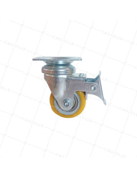 Ruota PIVOTANTE A FRENO IN POLIURETANO RIM ALUMINIO DIAMETRO 50 MM CARICO 180KG - S74AR 50 AF