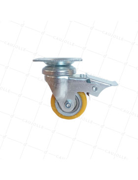 Ruota PIVOTANTE A FRENO IN POLIURETANO RIM ALUMINIO DIAMETRO 50 MM CARICO 180KG - S74AR 50 AF