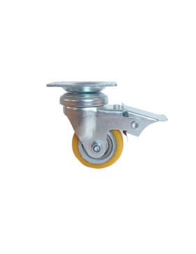 Ruota PIVOTANTE A FRENO IN POLIURETANO RIM ALUMINIO DIAMETRO 50 MM CARICO 180KG - S74AR 50 AF