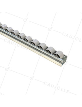 RAIL IN ACCIAIO DI 1.5M CON Ruote DI 28 MM DI DIAMETRO CARICO 44 KG - RULLI CONVEYOR 1.5M ANTI-UV • Caujolle