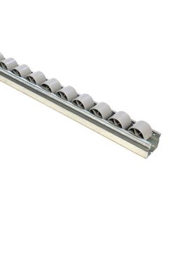 RAIL IN ACCIAIO DI 1.5M CON Ruote DI 28 MM DI DIAMETRO CARICO 44 KG - RULLI CONVEYOR 1.5M ANTI-UV