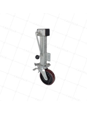 Ruota Retrattile CON MANIVELA DIAMETRO 200MM A CORSO 230 MM CARICO 1000KG FRENO DIREZIONALE - SUPPORTO A MANIVELA 200 MM CON FRENO BLOCCAGGIO DIR • Caujolle