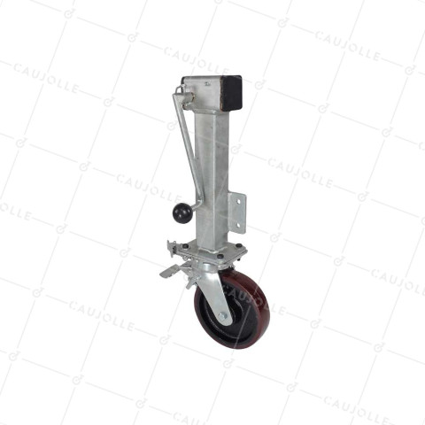 Ruota Retrattile CON MANIVELA DIAMETRO 200MM A CORSO 230 MM CARICO 1000KG FRENO DIREZIONALE - SUPPORTO A MANIVELA 200 MM CON FRENO BLOCCAGGIO DIR • Caujolle