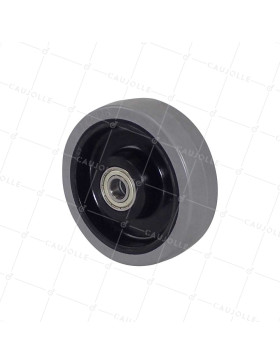 Ruota NON MACCHIENTE GOMMA FLESSIBILE GRIGIA DIAMETRO 125MM CARICO 250KG ASSE 15 MM A SFERE - S2015 125 GRIGIO RB • Caujolle