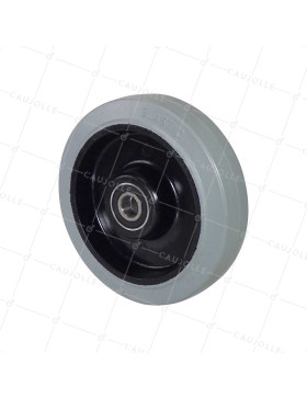 Ruota ELASTICA ANTITRACCIA CERCHIO NYLON DIAMETRO 200 MM CARICO 400 KG ASSE 20 MM A SFERE - S2015 200 GRIGIO RB20 • Caujolle