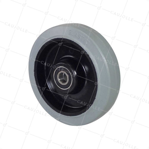 Ruota ELASTICA ANTITRACCIA CERCHIO NYLON DIAMETRO 200 MM CARICO 400 KG ASSE 20 MM A SFERE - S2015 200 GRIGIO RB20 • Caujolle