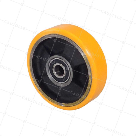 Ruota INDUSTRIALE IN GHISA E POLIURETANO DIAMETRO 150MM CARICO 500KG ASSE 20 MM LM40 - SFPU 150/40 RB20-40 • Caujolle