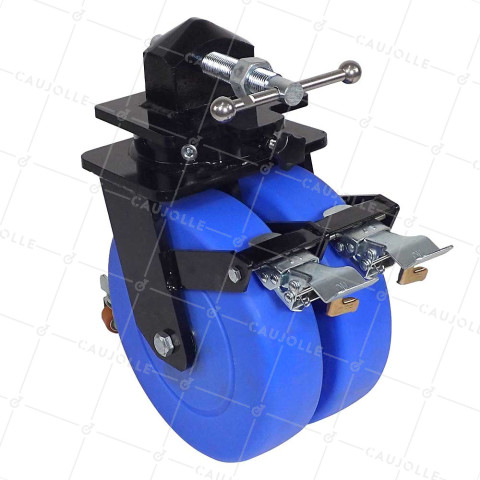 Ruota DI CONTENITORE IN NYLON BLU DOPPIO 305 MM CARICO 7000KG • Caujolle