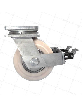 Ruota PIVOTANTE A FRENO IN NYLON DIAMETRO 250 MM CARICO 7500 KG - STEC NYLON DOPPIO 250 PAF