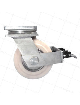Ruota PIVOTANTE A FRENO IN NYLON DIAMETRO 250 MM CARICO 7500 KG - STEC NYLON DOPPIO 250 PAF