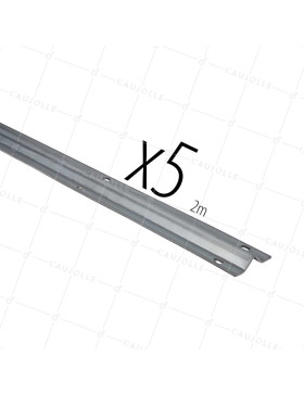 CARTONE DI 5 RAILS DI 2 METRI DA FISSARE IN ACCIAIO ZINCATO FORTE SPESSORE 3 MM Gola V • Caujolle
