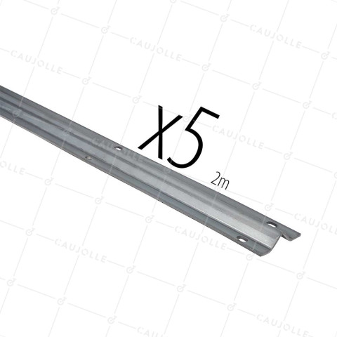 CARTONE DI 5 RAILS DI 2 METRI DA FISSARE IN ACCIAIO ZINCATO FORTE SPESSORE 3 MM Gola V • Caujolle