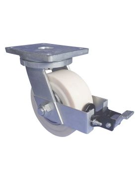 RUOTA GIREVOLE CON FRENO IN NYLON DIAMETRO 250 MM CARICO 7500 KG - STEC NYLON 250P A FRENO