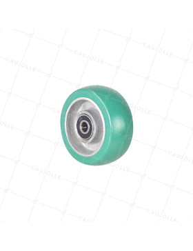 Ruota INDUSTRIALE POLIURETANO MORBIDO DIAMETRO 100 MM CARICO 250 KG ASSE 12 MM - S2016 100 RB12 • Caujolle