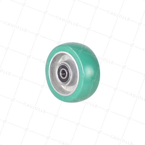 Ruota INDUSTRIALE POLIURETANO MORBIDO DIAMETRO 100 MM CARICO 250 KG ASSE 12 MM - S2016 100 RB12 • Caujolle