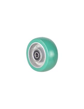 Ruota INDUSTRIALE POLIURETANO MORBIDO DIAMETRO 100 MM CARICO 250 KG ASSE 12 MM - S2016 100 RB12