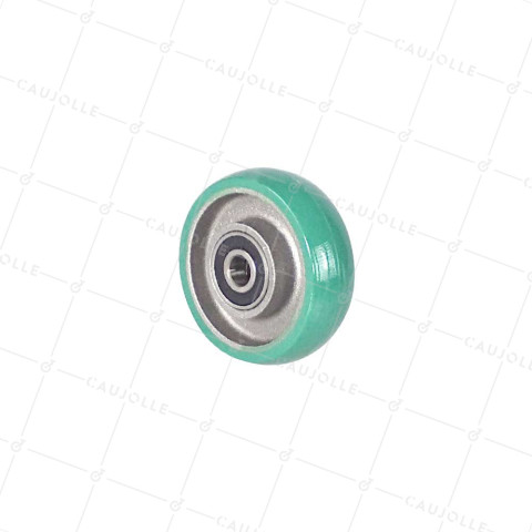 Ruota INDUSTRIALE IN POLIURETANO MORBIDO DIAMETRO 80 MM CARICO 200 KG ASSE 12 MM - S2016 80 RB12 • Caujolle