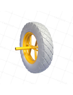 RUOTA DI CARRELLO INDESTRUTTIBILE DIAMETRO 360MM CARICO 150 KG CON ASSE INTEGRATO DI 20 MM - S8000 3.50x8 • Caujolle
