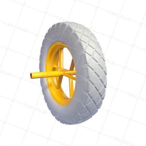 RUOTA DI CARRELLO INDESTRUTTIBILE DIAMETRO 360MM CARICO 150 KG CON ASSE INTEGRATO DI 20 MM - S8000 3.50x8 • Caujolle