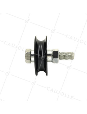 RUEDA PARA PORTAL CORREDERO NEGRA RESISTENTE CON CANAL REDONDO DIÁMETRO DE 70 MM PARA RAÍL REDONDO DE 16 MM CARGA 600 KG - GAGR7