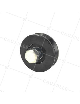 RUEDA PARA PORTAL CORREDERO NEGRA RESISTENTE CON CANAL EN Y DIÁMETRO DE 70 MM PARA RAÍL TRIANGULAR CARGA 600 KG EJE 14 MM - GAGY70N • Caujolle