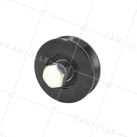 RUEDA PARA PORTAL CORREDERO NEGRA RESISTENTE CON CANAL EN Y DIÁMETRO DE 70 MM PARA RAÍL TRIANGULAR CARGA 600 KG EJE 14 MM - GAGY70N • Caujolle