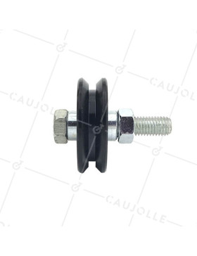 RUEDA PARA PORTAL CORREDERO NEGRA RESISTENTE CON CANAL EN Y DIÁMETRO DE 70 MM PARA RAÍL TRIANGULAR CARGA 600 KG EJE 14 MM - GAGY