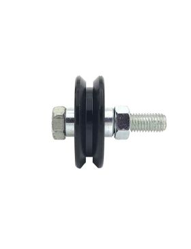 RUEDA PARA PORTAL CORREDERO NEGRA RESISTENTE CON CANAL EN Y DIÁMETRO DE 70 MM PARA RAÍL TRIANGULAR CARGA 600 KG EJE 14 MM - GAGY