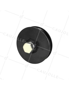 RUEDA PARA PORTAL CORREDERO NEGRA RESISTENTE CON CANAL REDONDO DIÁMETRO DE 90 MM PARA RAÍL REDONDO DE 16 MM CARGA 600 KG - GAGR90N • Caujolle