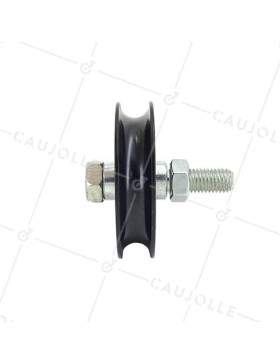 RUEDA PARA PORTAL CORREDERO NEGRA RESISTENTE CON CANAL REDONDO DIÁMETRO DE 90 MM PARA RAÍL REDONDO DE 16 MM CARGA 600 KG - GAGR9