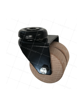 Ruota A Foro di fissaggio IN LEGNO DIAMETRO 50 MM CARICO 50 KG LEGNO ORIGINE FRANCIA - S170.O NERA • Caujolle