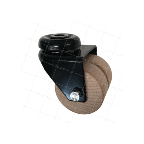Ruota A Foro di fissaggio IN LEGNO DIAMETRO 50 MM CARICO 50 KG LEGNO ORIGINE FRANCIA - S170.O NERA • Caujolle