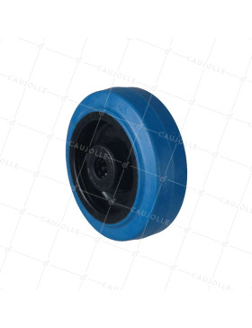 Ruota INDUSTRIALE NON MACCHIA CAUCCIOLO SOFFICE BLU DIAMETRO 100MM CARICO 150KG ASSE 12 MM RULLO • Caujolle
