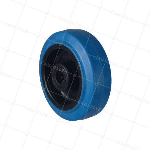Ruota INDUSTRIALE NON MACCHIA CAUCCIOLO SOFFICE BLU DIAMETRO 100MM CARICO 150KG ASSE 12 MM RULLO • Caujolle