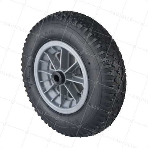 Ruota di carriola GONFIATA E PNEUMATICO CHIODATO 4APR DIAMETRO 400 MM CARICO 150 KG PER ASSE DI 20 MM - S1006P 400 L20/100 4PR AGRICOLO • Caujolle