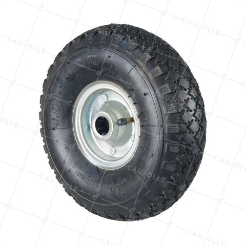 Ruota DI Carrello a mano GONFIATA CERCHIO IN ACCIAIO DIAMETRO 270 MM CARICO 150KG ASSE 25 MM - S2700T 270 MM R25 4.00-4 • Caujolle