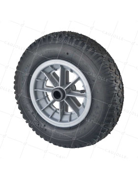Ruota di carriola GONFIABILE ULTRA RINFORZATA MOZZO LUNGO DIAMETRO 400 MM CARICO 150KG PER ASSE DI 25 MM - S1006P 400 RR25/100 4PR AGRICOLO • Caujolle