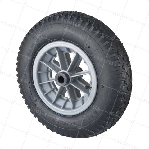 Ruota di carriola GONFIABILE ULTRA RINFORZATA PER MURATORI DIAMETRO 400 MM CARICO 150KG Cuscinetto A RULLI DI 20 MM - S1006P 400 RR20/100 4PR AGRICOLO • Caujolle