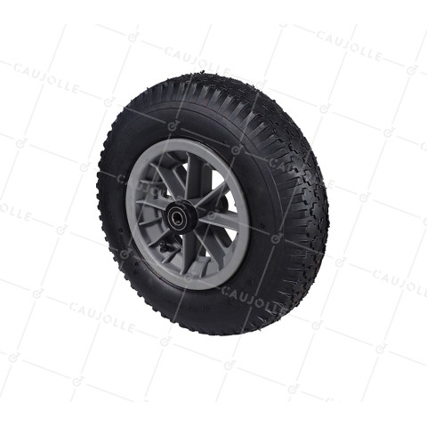 Ruota di carriola GONFIABILE ULTRA RINFORZATA DIAMETRO 400 MM CARICO 150 KG PER ASSE DI 16 MM CON Cuscinetto A SFERE - S1006P 400/8 4PR AGR R SFERE 16 • Caujolle