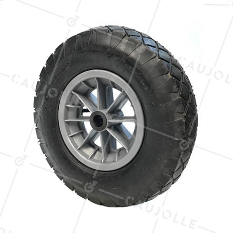 Ruota di carriola GONFIATA E PNEU GOMMATI DIAMETRO 400 MM CARICO 150 KG PER ASSE DI 25 MM A RULLO - S1006P PAVE R25/74 • Caujolle