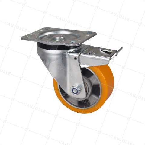 Ruota A FRENO IN POLIURETANO RIM IN ALLUMINIO DIAMETRO 125 MM CARICO 350KG - S76AR 125AF • Caujolle