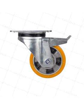 Ruota A FRENO IN POLIURETANO RIM IN ALLUMINIO DIAMETRO 125 MM CARICO 350KG - S76AR 125AF