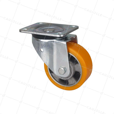 Ruota PIVOTANTE IN POLIURETANO RIM IN ALLUMINIO DIAMETRO 125 MM CARICO 350KG - S76AR 125 • Caujolle