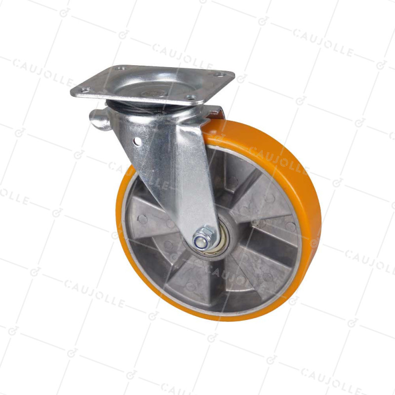 Ruota PIVOTANTE IN POLIURETANO RIM ALUMINIO DIAMETRO 200 MM CARICO 300KG - S74AR 200